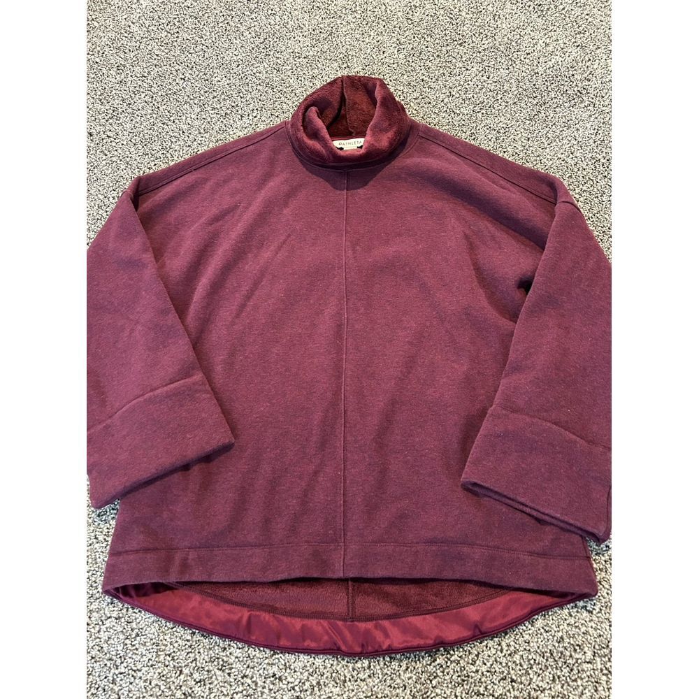 Athleta small maroon‎ sweatshirt top fleece satin E16